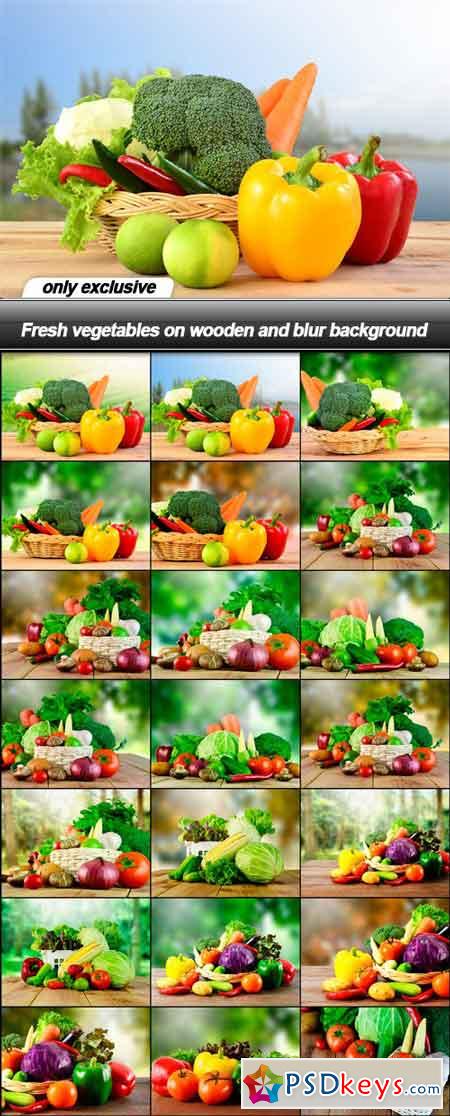 Fresh vegetables on wooden and blur background - 21 UHQ JPEG