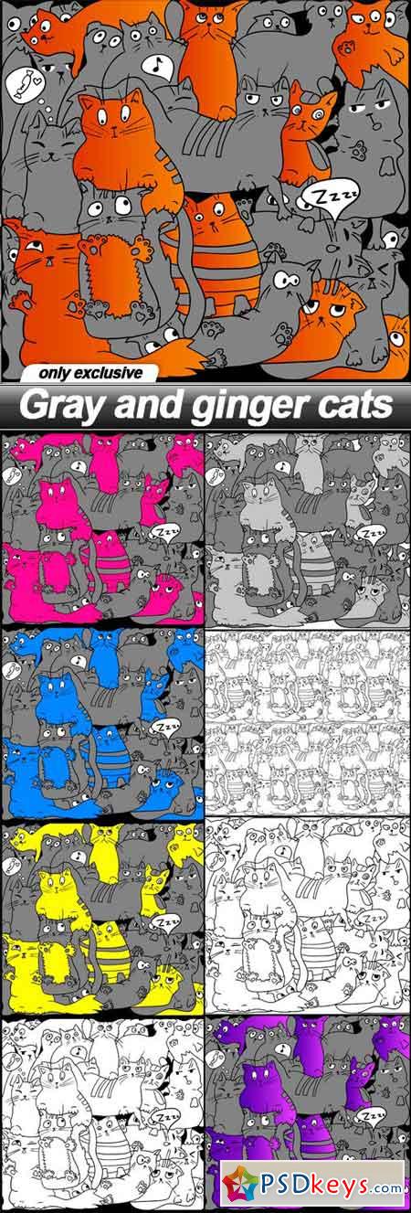 Gray and ginger cats - 9 EPS