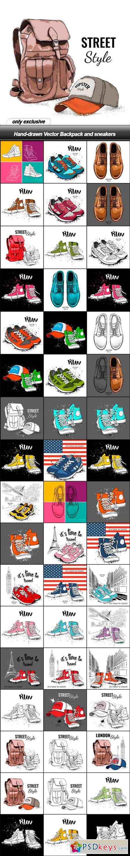 Hand-drawn Vector Backpack and sneakers - 51 EPS