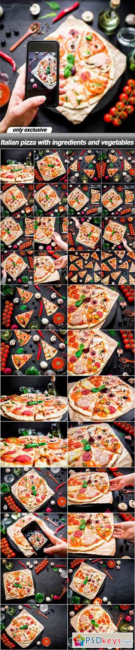 Italian pizza with ingredients and vegetables - 33 UHQ JPEG