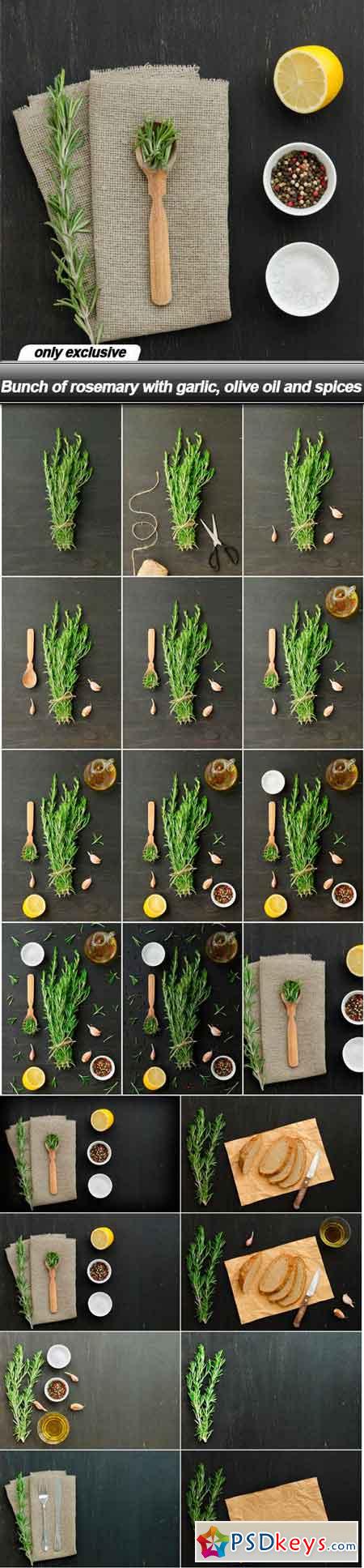 Bunch of rosemary with garlic, olive oil and spices - 20 UHQ JPEG