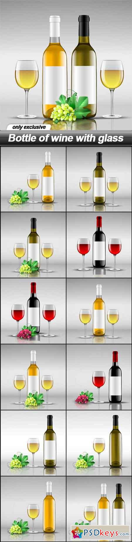 Bottle of wine with glass - 13 EPS