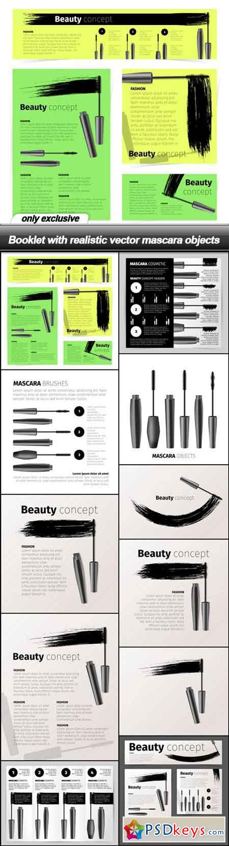 Booklet with realistic vector mascara objects - 11 EPS