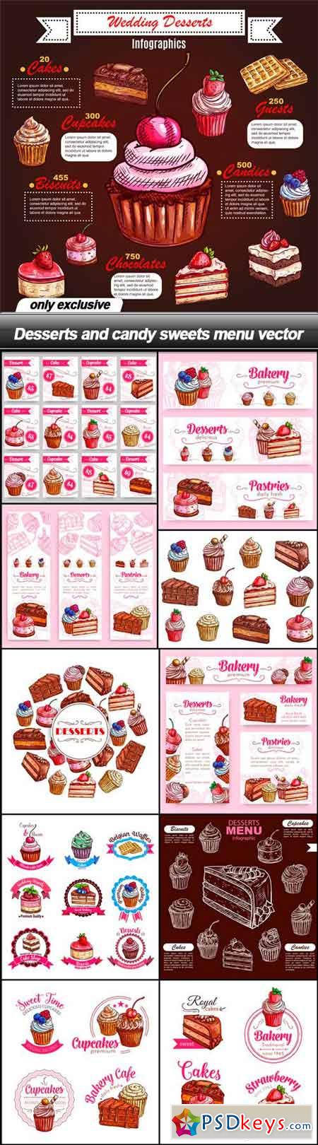 Desserts and candy sweets menu vector - 11 EPS
