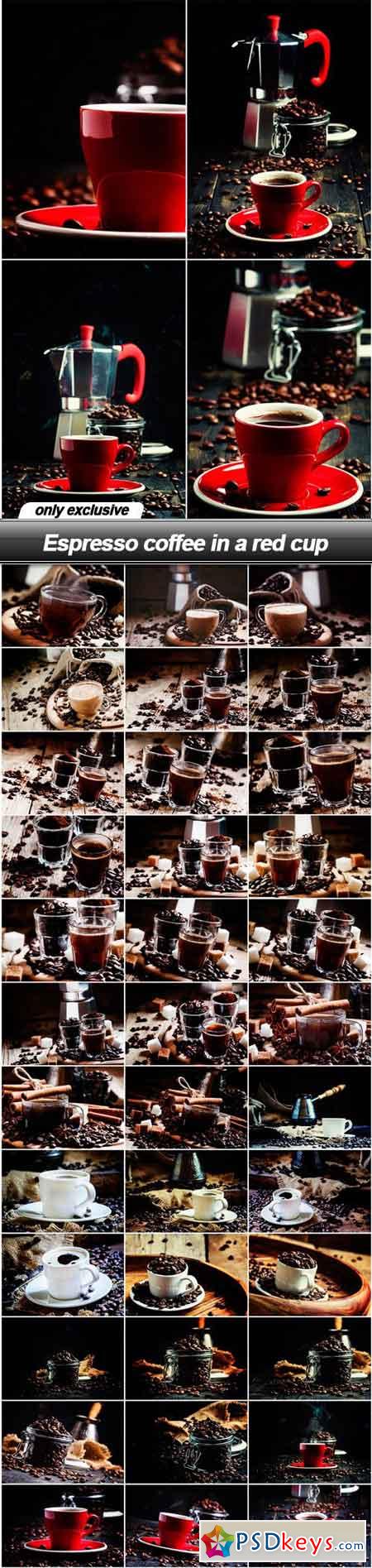 Espresso coffee in a red cup - 40 UHQ JPEG