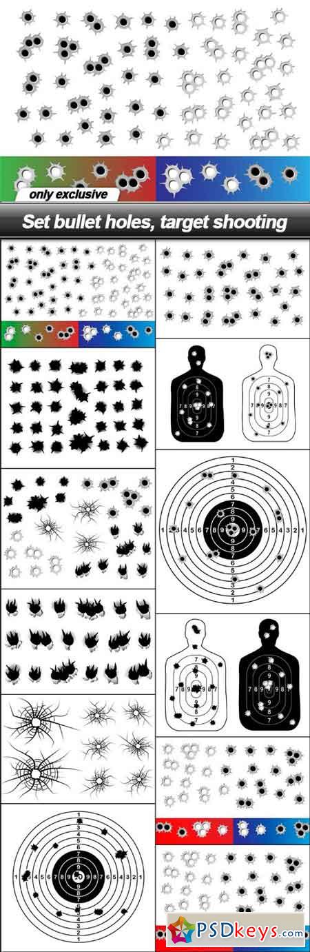 Set bullet holes, target shooting - 12 EPS