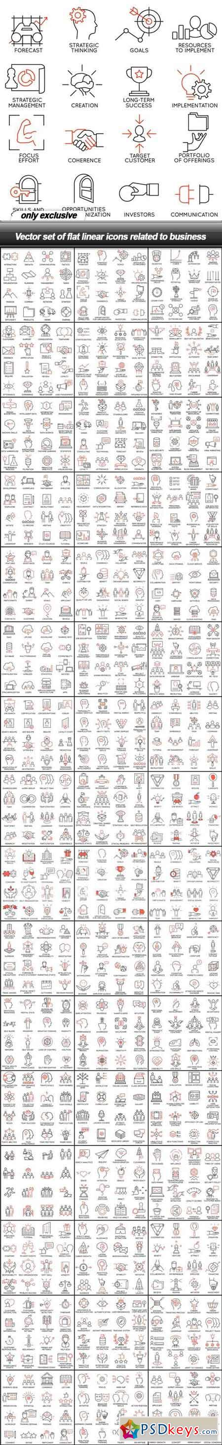 Vector set of flat linear icons related to business - 48 EPS