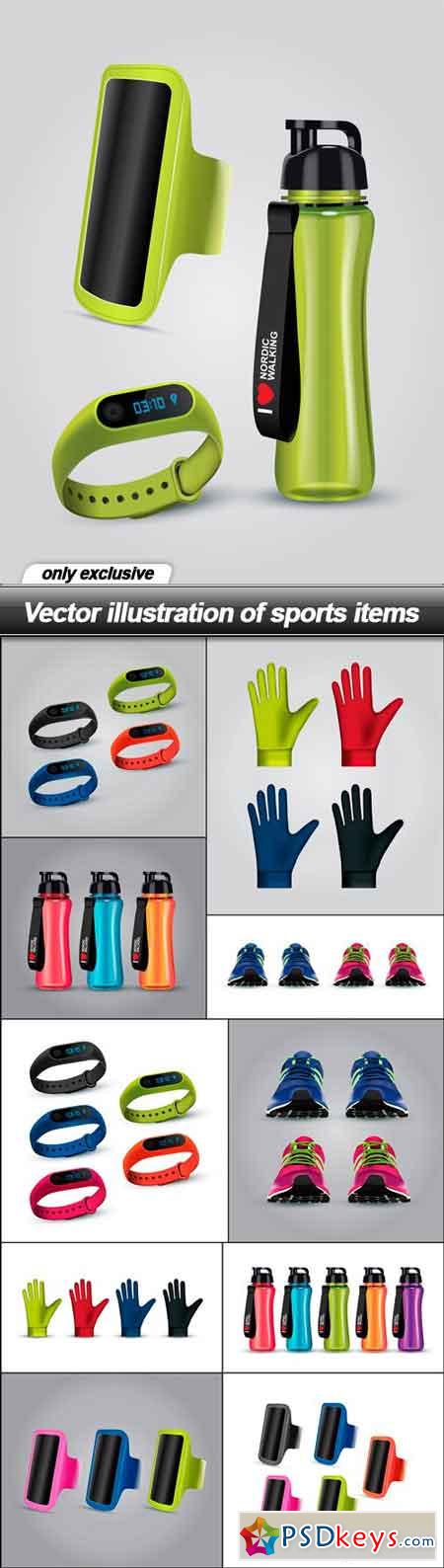 Vector illustration of sports items - 11 EPS