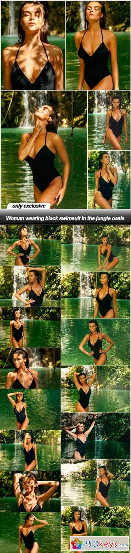 Woman wearing black swimsuit in the jungle oasis - 20 UHQ JPEG