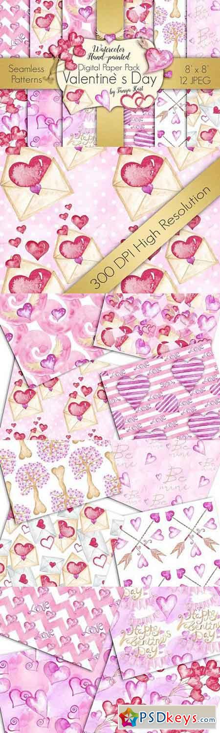 Valentine's Day Digital Paper Pack 1065336