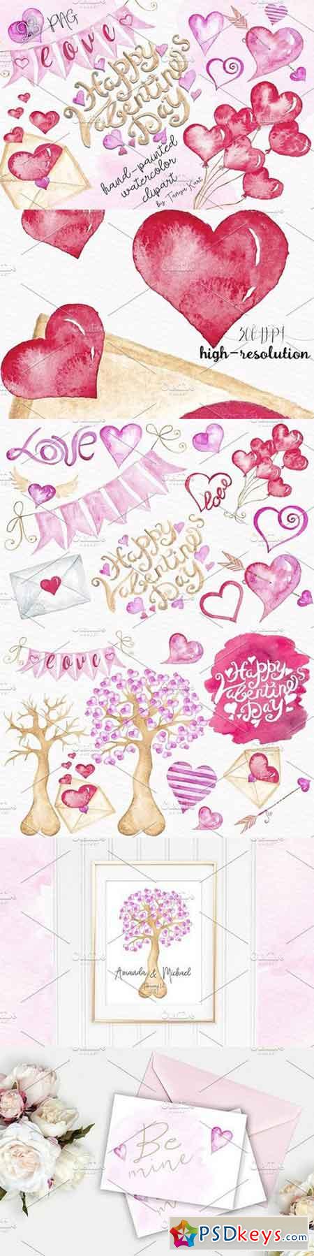 Valentine's Day Watercolor Clipart 1056525