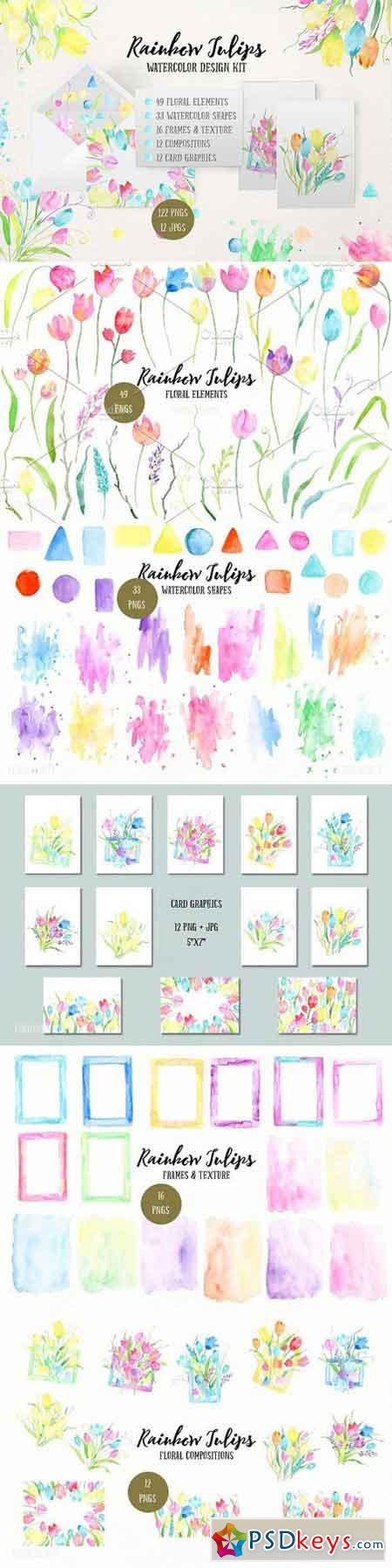 Watercolor Design Kit Rainbow Tulips 1364159