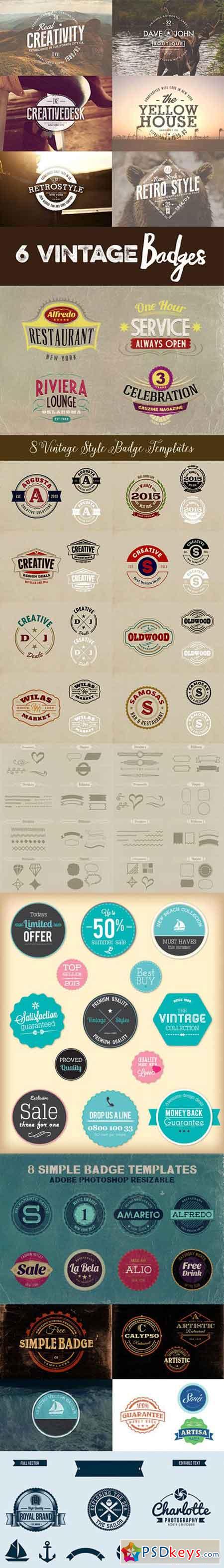 Retro Badges, Signs, Logos and Elements Templates Pack » Free Download ...