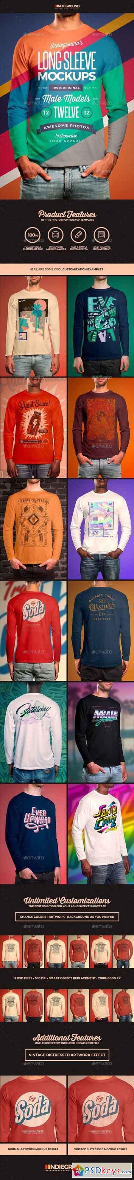 Download Men Long Sleeve T-Shirt Mockups 19758057 » Free Download Photoshop Vector Stock image Via ...