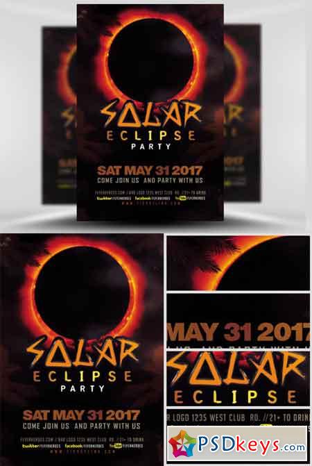 Solar Eclipse Party Flyer Template