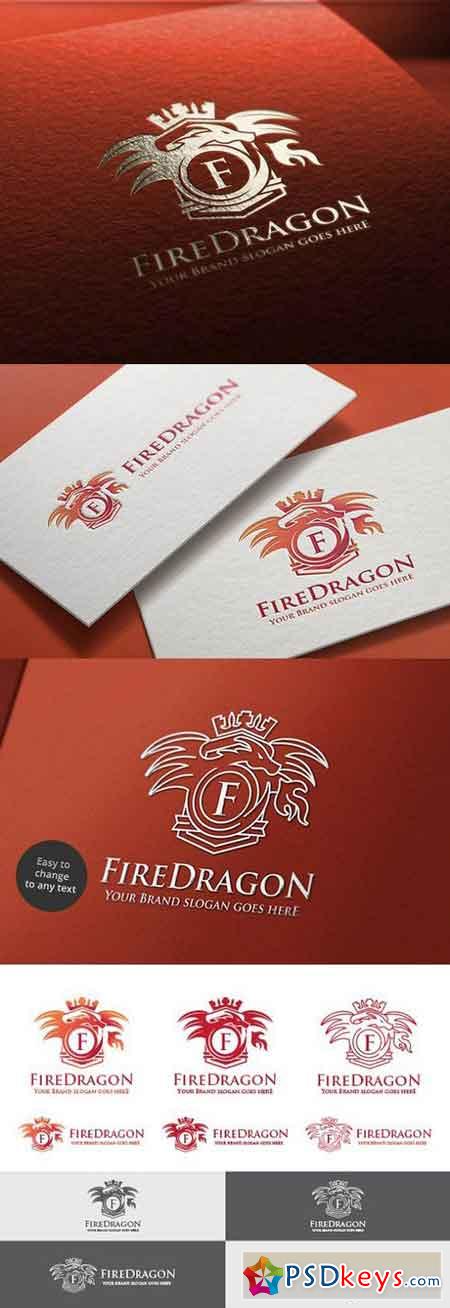 Fire Dragon Letter Crest Logo 83638