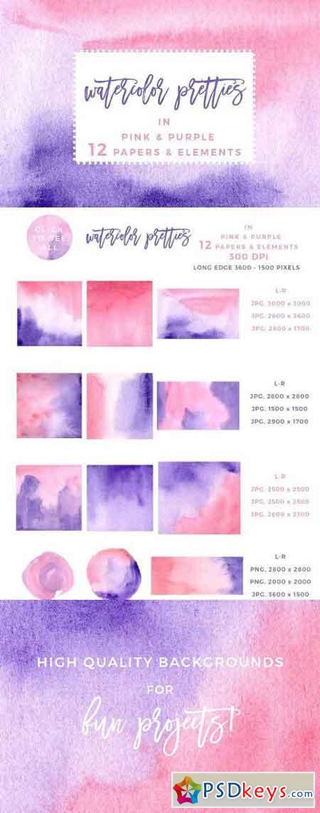 Pink & Purple Watercolor Backgrounds 1286683
