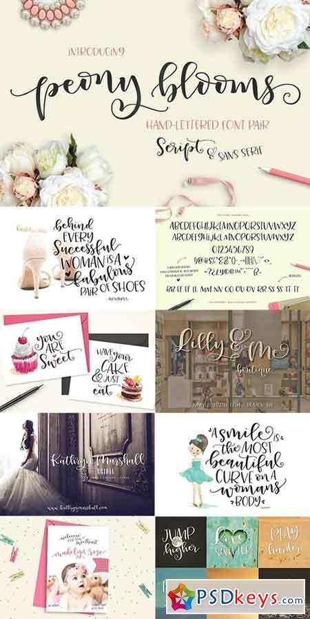 Peony Blooms Font Duo 1396590
