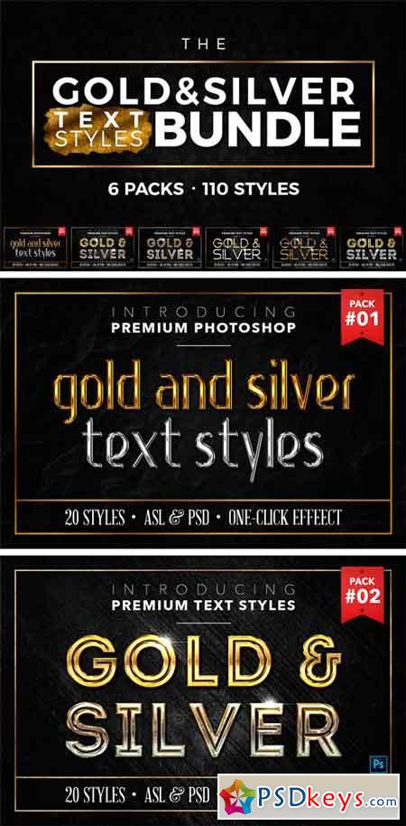 BUNDLE Gold & Silver Text Styles 1402373