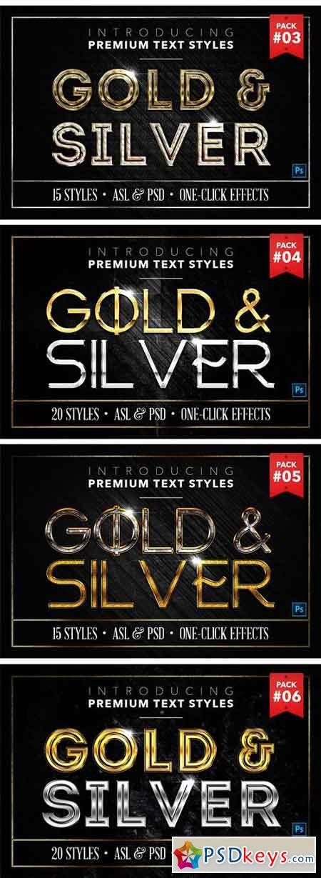 BUNDLE Gold & Silver Text Styles 1402373