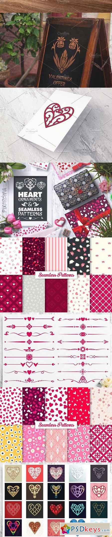 Heart Vector Ornaments and Patterns 1278561