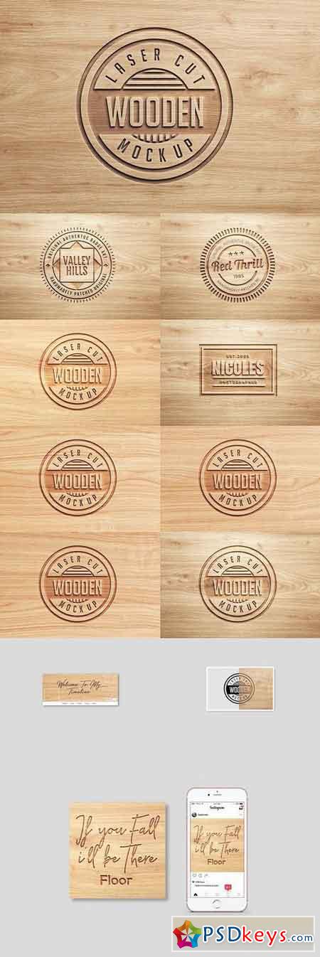 Logo Mock Ups Wood Set