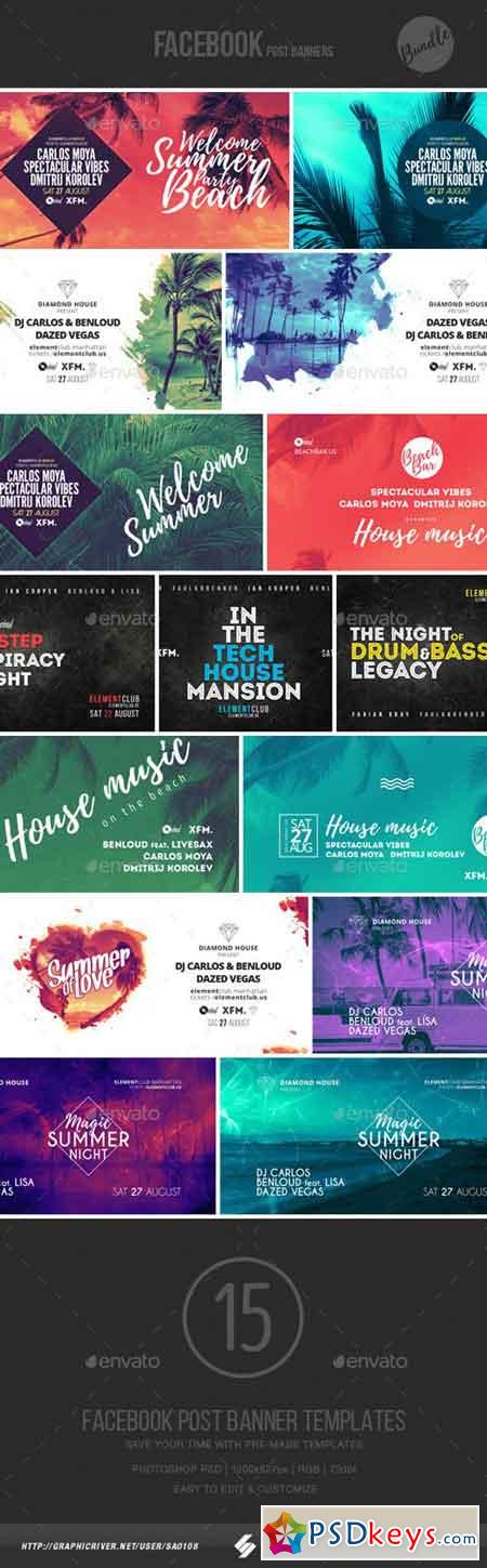 Electronic Music Event Facebook Post Banner Templates Bundle 4 19904876