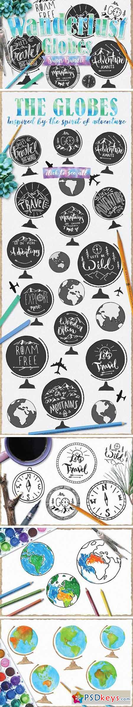 Hand Drawn Globe Vector Bundle 1412814