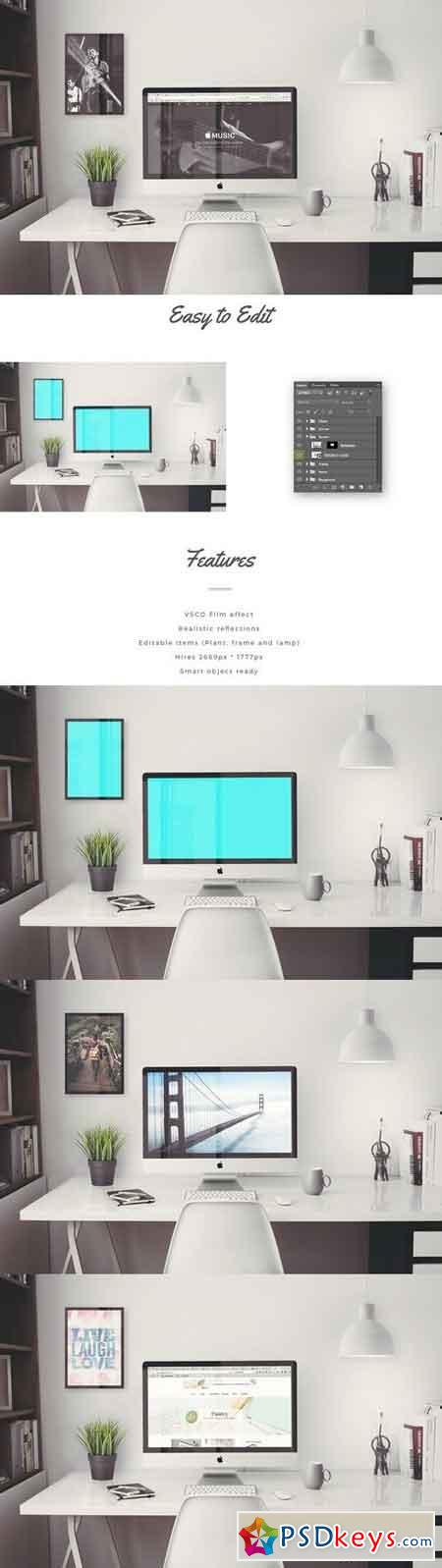 iMac 5k Retina 27-Inch Home Office Mockup