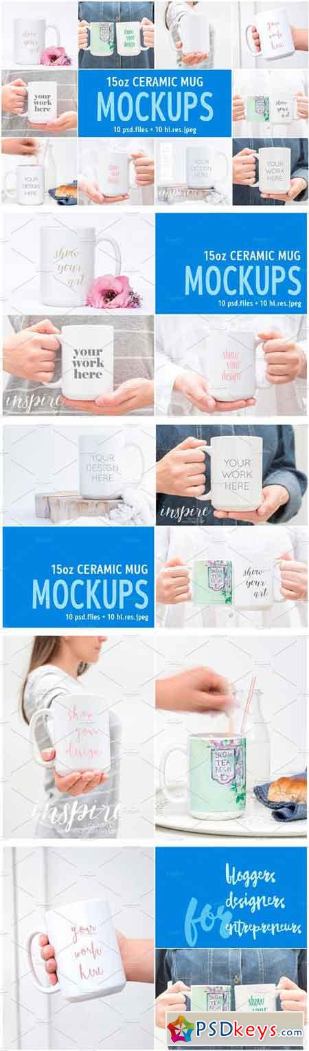 15oz Ceramic Mug Mockup Bundle 1436051