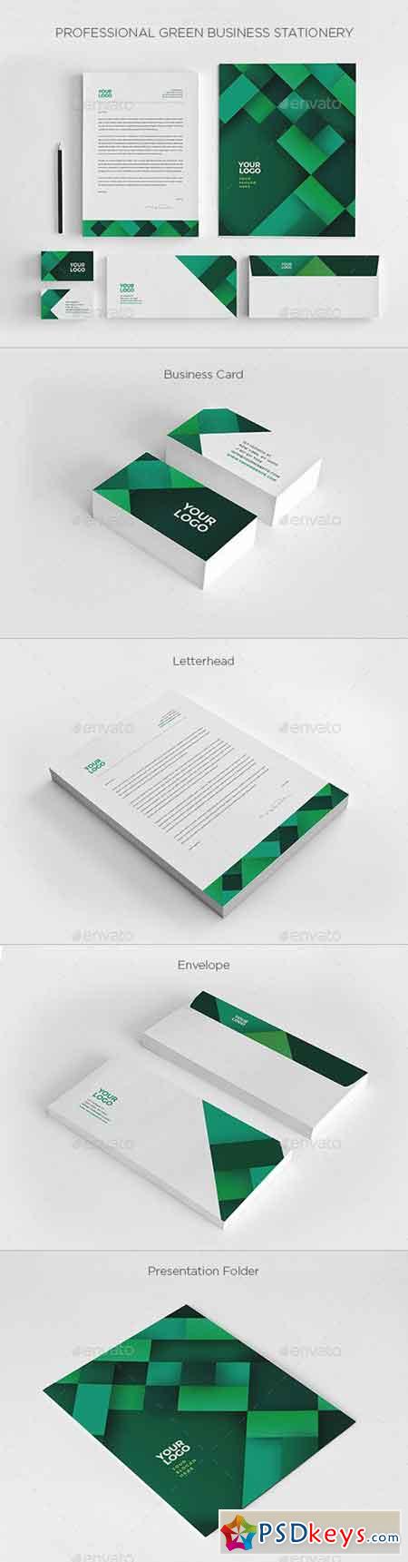 Professional Green Business Stationery 19751586