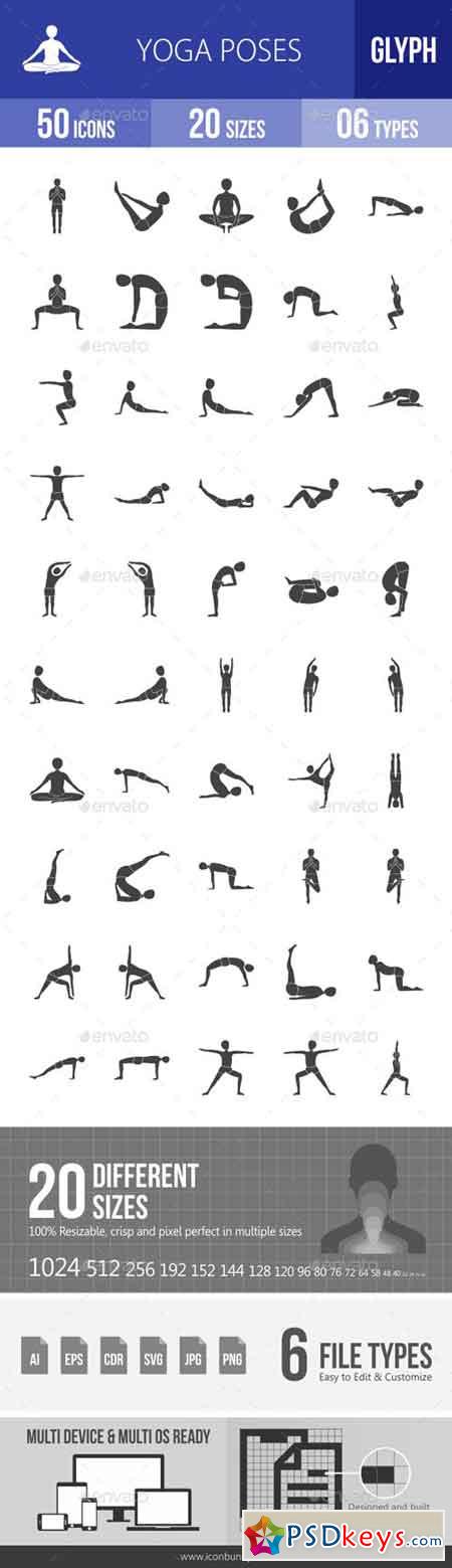 Yoga Poses Glyph Icons 18209536