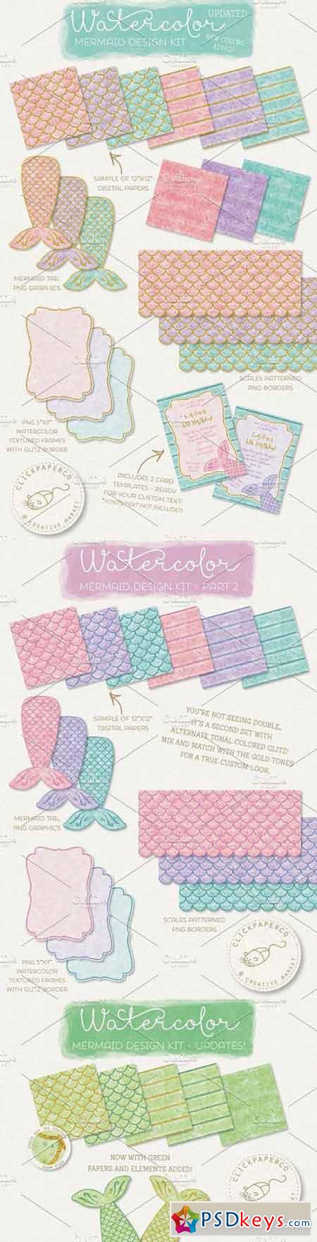 Watercolor Mermaid Design Kit 1373403