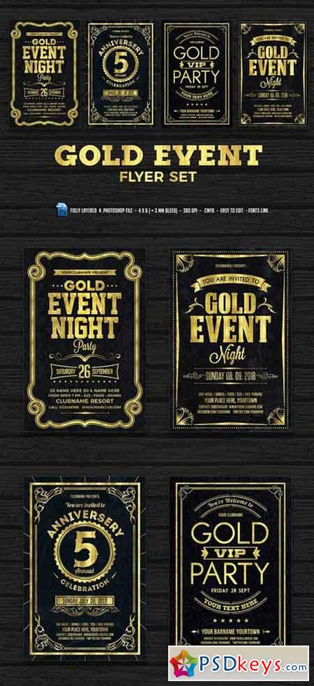 Gold Event Flyers Set 1449664