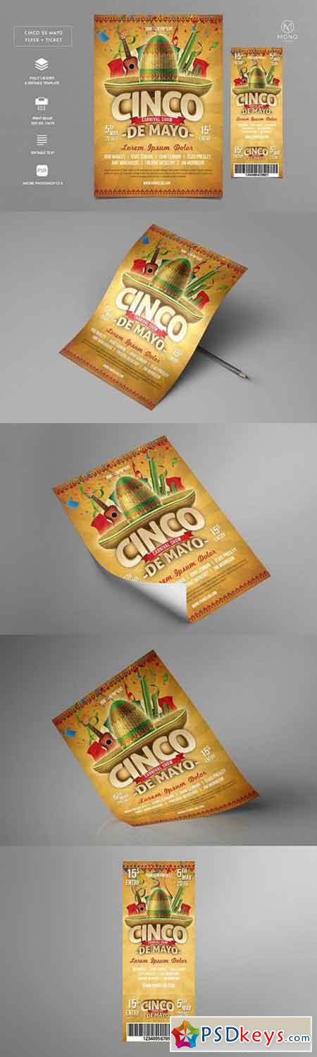 Cinco De Mayo Flyer + Ticket 1468220