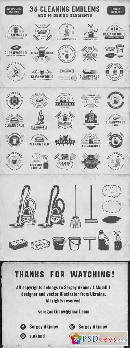Set of Vintage Cleaning Emblems 1425570