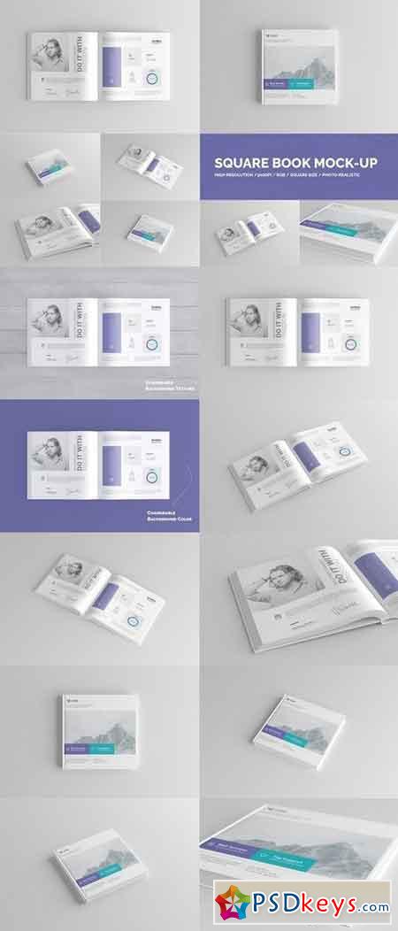 Square Book Mock-Up Hardcover 1263524