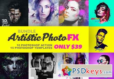 Artistic Photo FX Bundle with 25 PS Actions and Templates