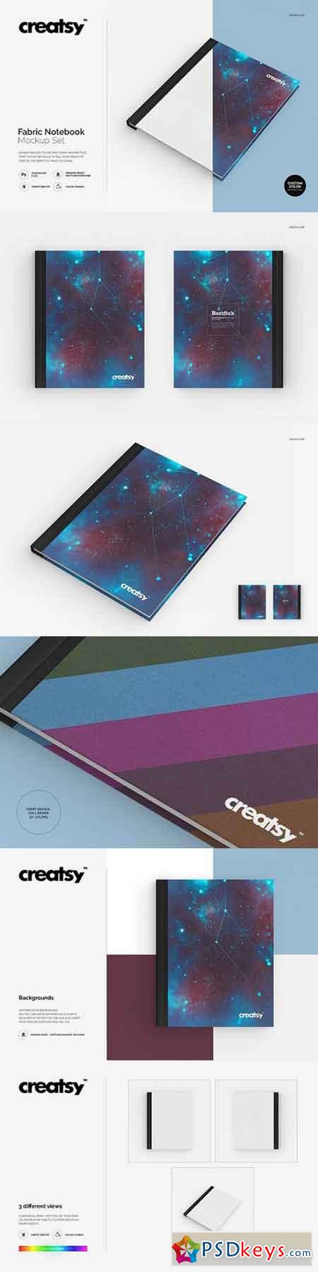Fabric Notebook Mockup Set 1461792