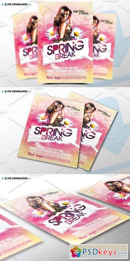 Spring Break Flyer Template 1472352 Free Download Photoshop Vector