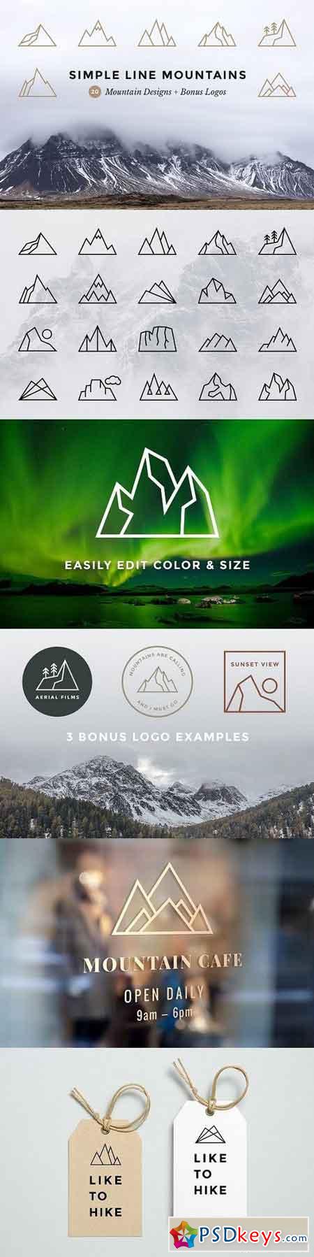 Simple Line Mountains + Bonus Logos 1250618