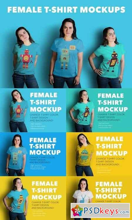 3 Female T-shirt Mockups 1243196