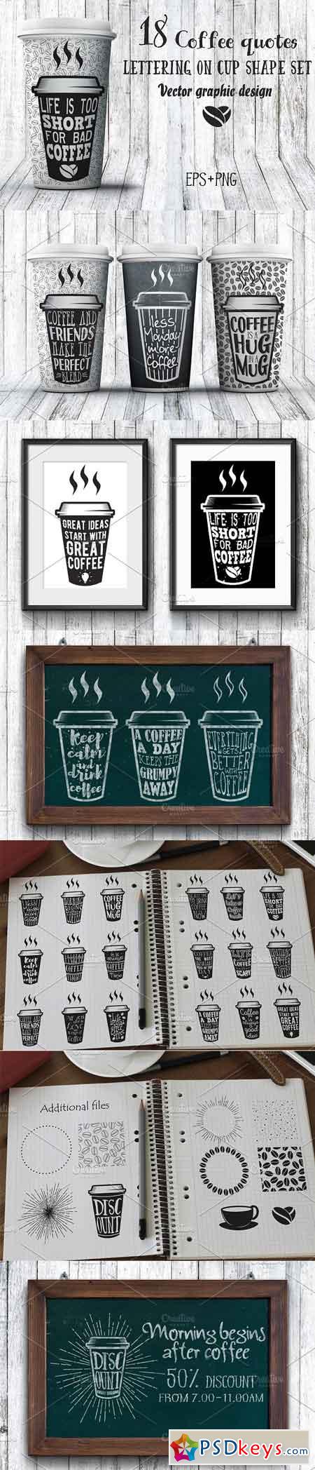 18 Coffee Quotes. Lettering on cups 1409637