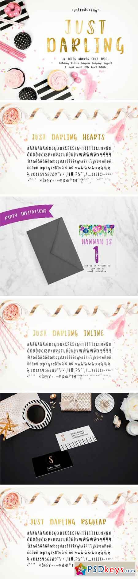Just Darling Hand-Lettered Font Trio 1527034