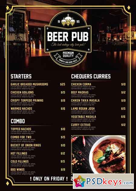 Beer Pub Menu - Premium A5 Flyer Template