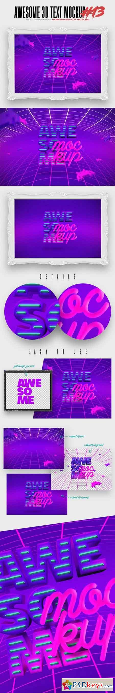 13 Awesome 3D Text Mockup - Ps CS6+ 000098