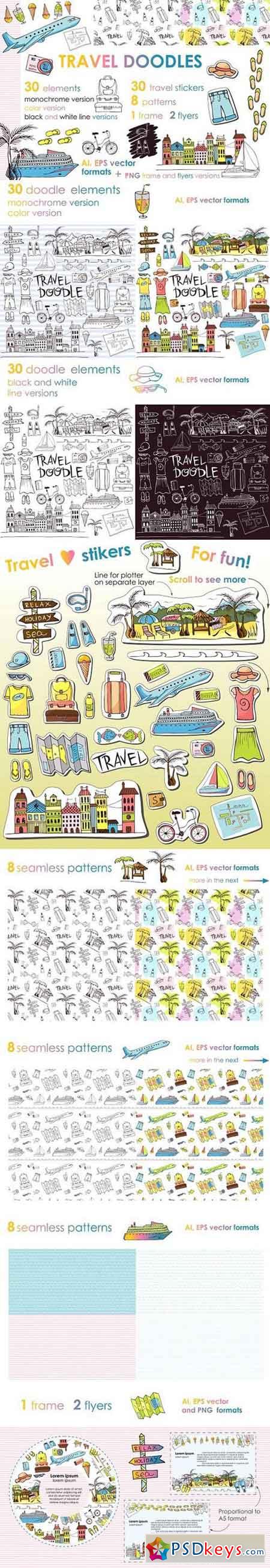 Let's travel doodles. Big set 1476287