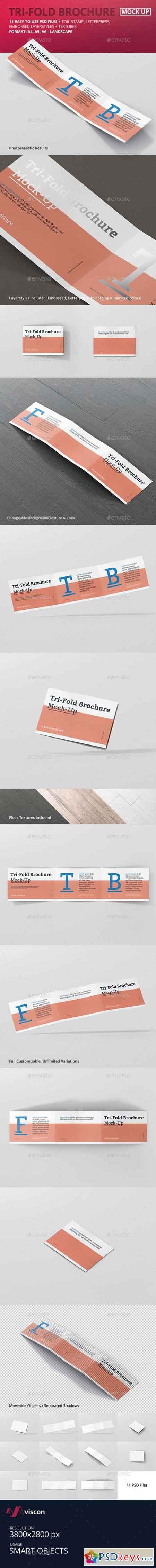 Tri-Fold Brochure Mockup - Din A4 A5 A6 Landscape 20000356