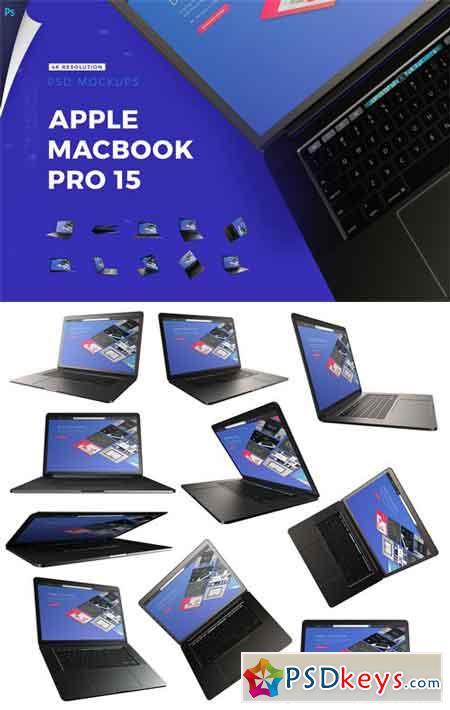 Apple Macbook Pro 15 with Touchbar - 4K Mockups