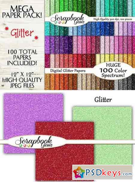 100 Colors Glitter Papers 1482355